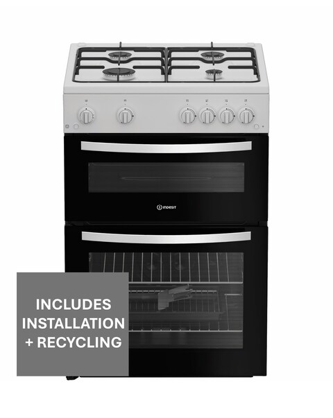 Indesit ITG6GW 60cm Gas Twin Cooker - White + Installation