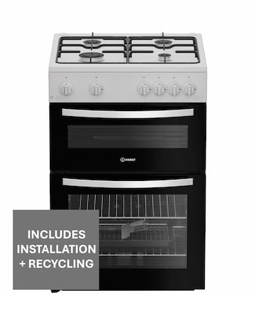 Indesit ITG6GW 60cm Gas Twin Cooker - White + Installation