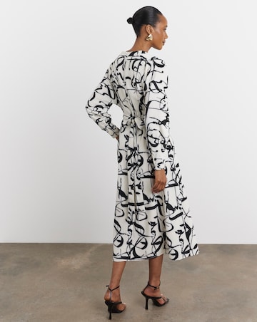 Joanna Hope Ivory Print Tie Waist Shirt Dress