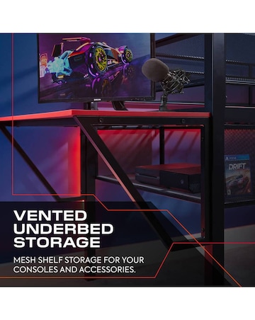 X Rocker Sanctum Mid Sleeper and Desk Gaming Combo - Black