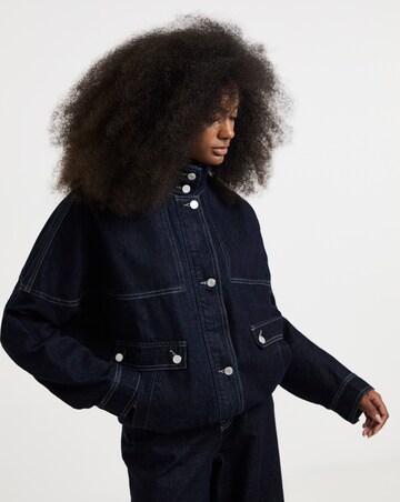 Simply Be Indigo Funnel Neck Bat Wing Denim Jacket