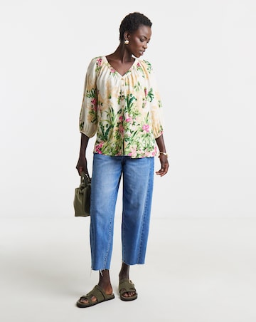 Collarless Button Through Blouse