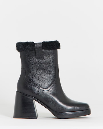 Kai Leather Fur Cuff Platform Boots - Extra Wide Fit (EEE)