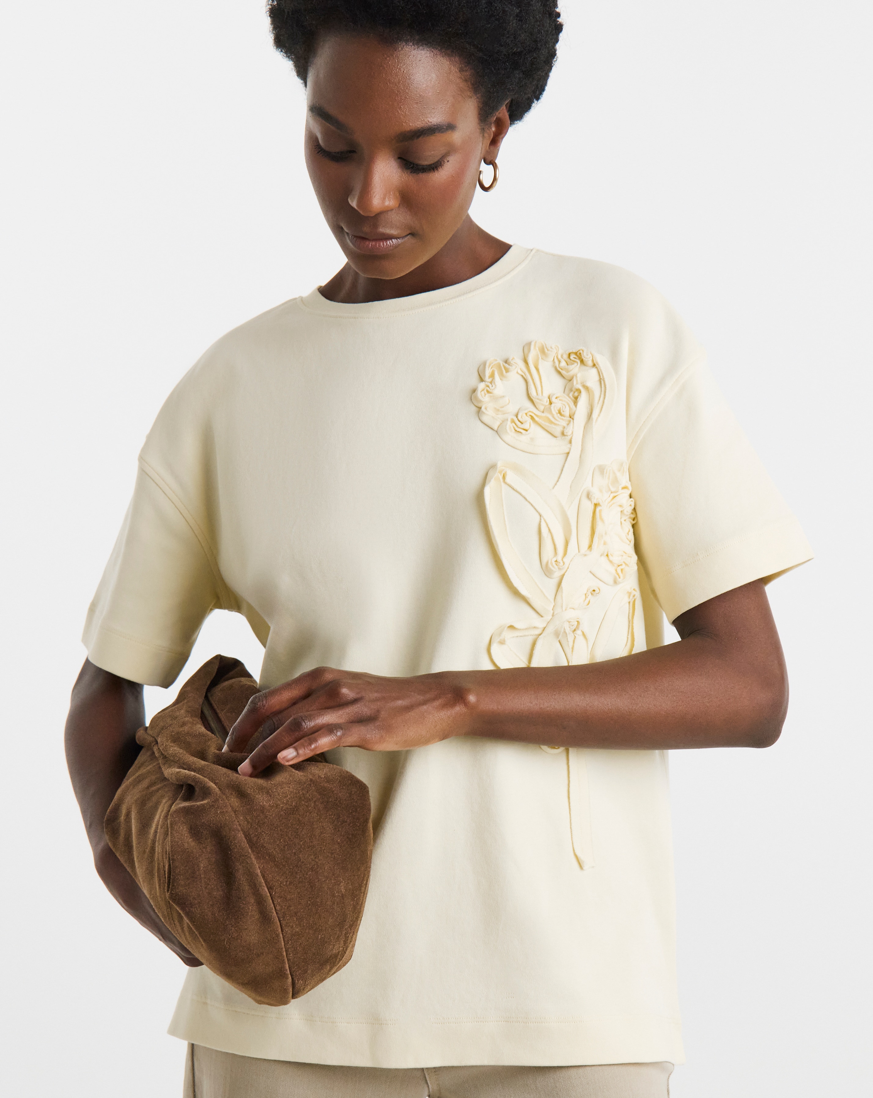 Heavy Weight Floral Applique T-Shirt | JD Williams