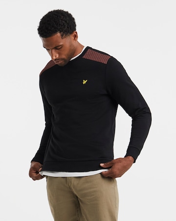 Lyle & Scott Check Panelled Crewneck Sweatshirt - Black