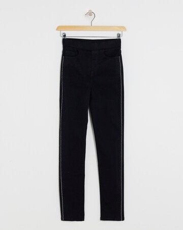 Black Embellished Side Slim Jegging