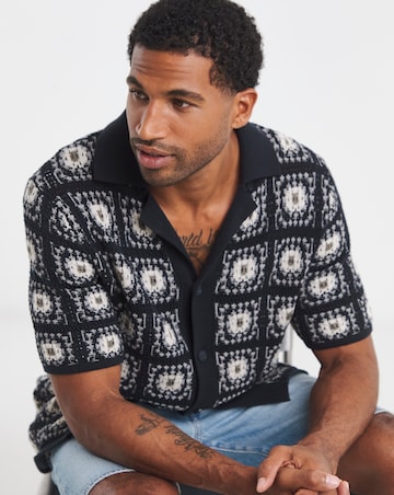 Only & Sons Bart Crochet Shirt - Navy
