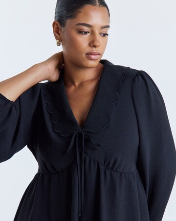 Simply Be Black Long Sleeve Collared Skater Dress