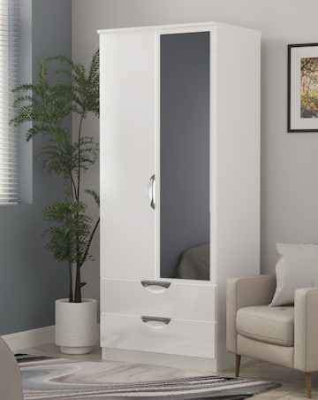 Haydn Ready Assembled 2 Door 2 Drawer Mirrored Wardrobe - Kids