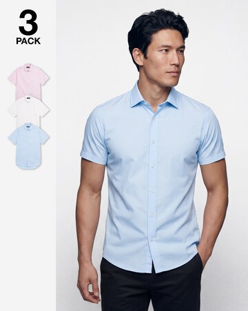 3 Pack Short Sleeved Formal Shirt Long