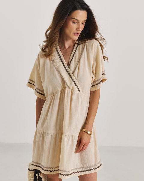 Beach to Beach Cotton Ric Rac Mini Beach Dress