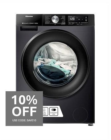 Hisense 3S Series WD3S104BB3 WiFi-enabled 10kg Washer Dryer - Black