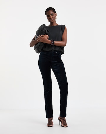 Dark Teal Velvet Slim Leg Jeans