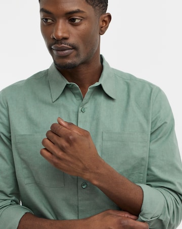 Long Sleeve Double Pocket Linen Shirt