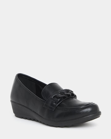 Cushion Walk Wedged Chain Trim Loafers - Extra Wide Fit (EEE)