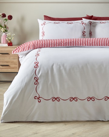 Catherine Lansfield Bow Embroidery Duvet Cover Set