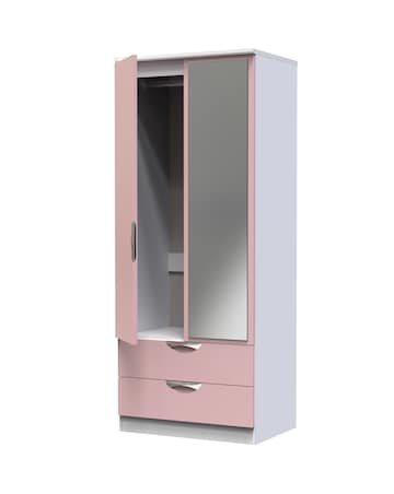 Haydn Ready Assembled 2 Door 2 Drawer Mirrored Wardrobe - Kids