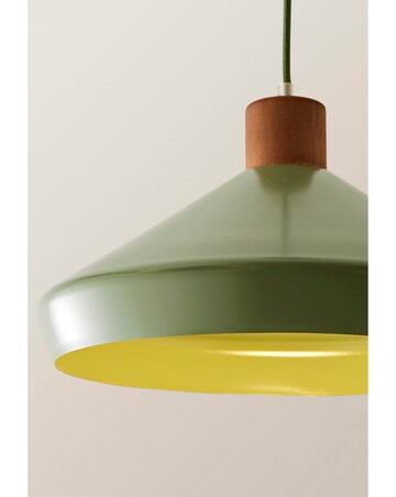 ValueLights Parker Green & Walnut Pendant Light