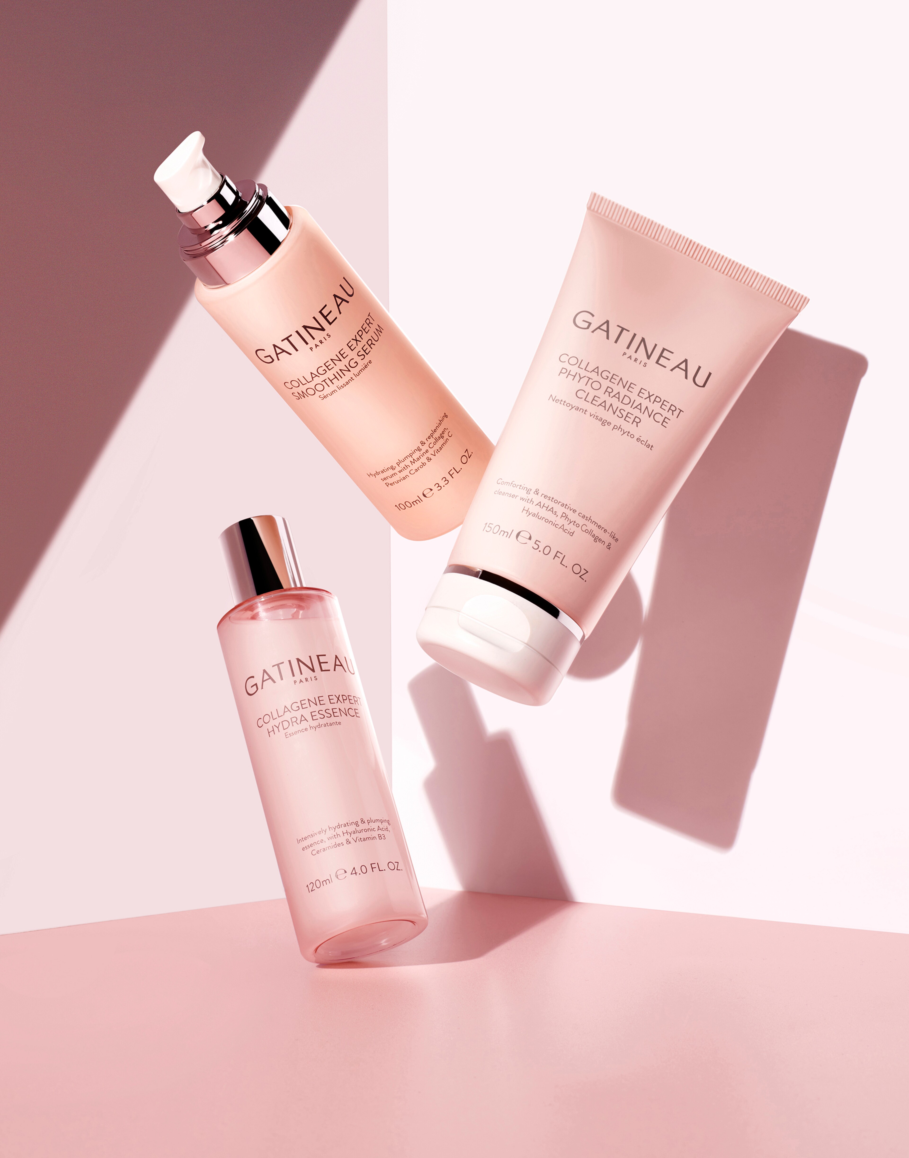 3 beauty products in bottles.