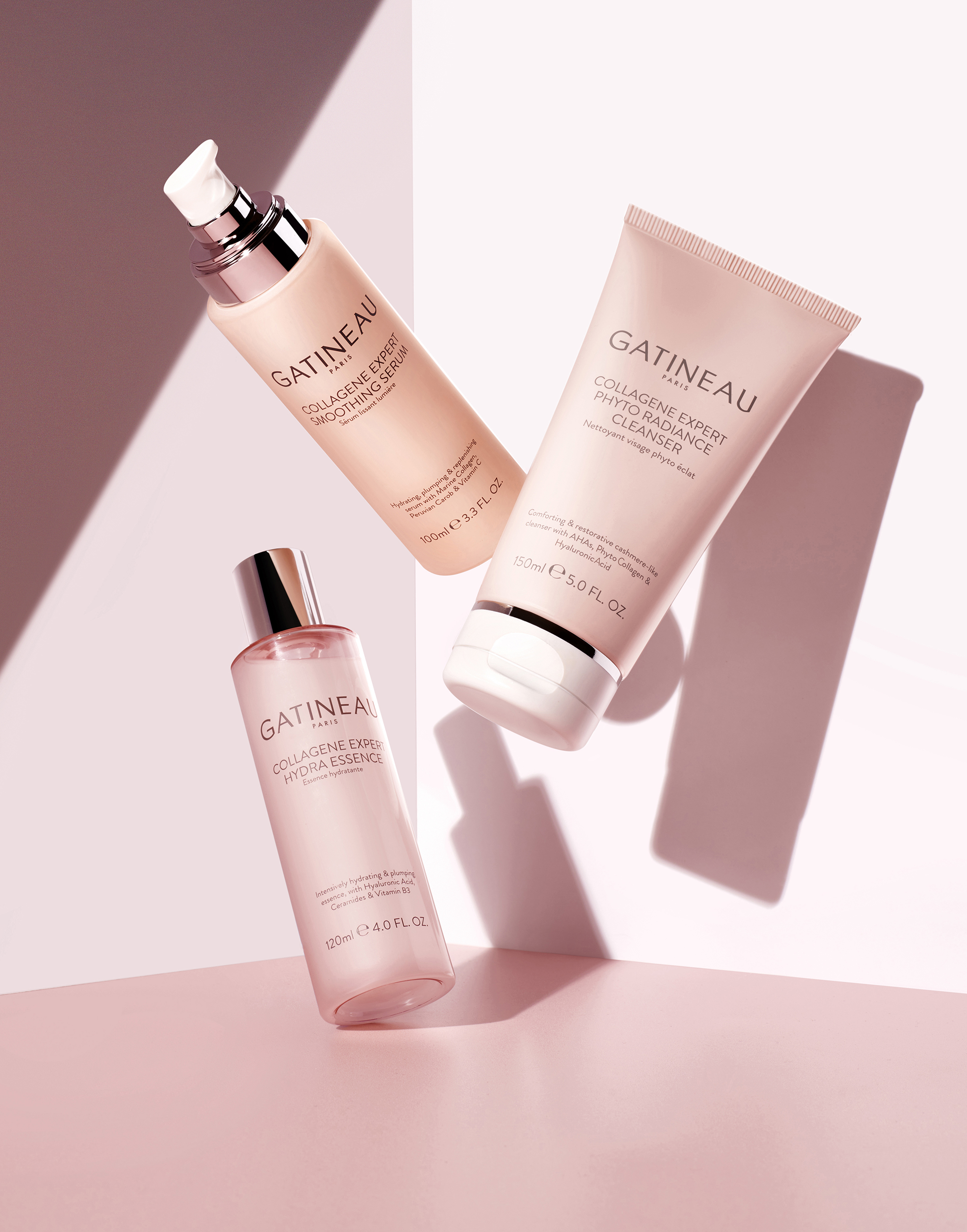 3 beauty products in bottles.