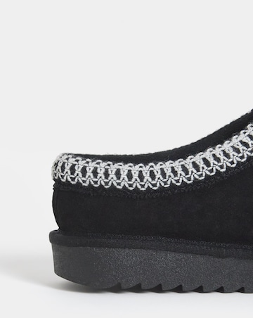Reese Suede Embroidery Mule Snug Slippers - Extra Wide Fit (EEE)