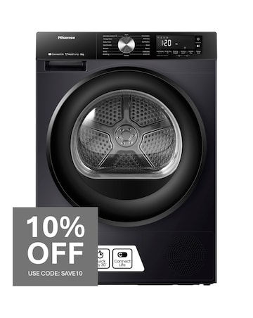 Hisense 3S Series DH3S802BB3 WiFi-enabled 8kg Heat Pump Tumble Dryer - Black