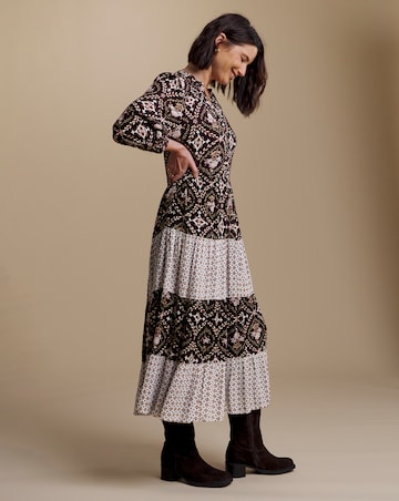 Julipa Mixed Print Tiered Midi Dress