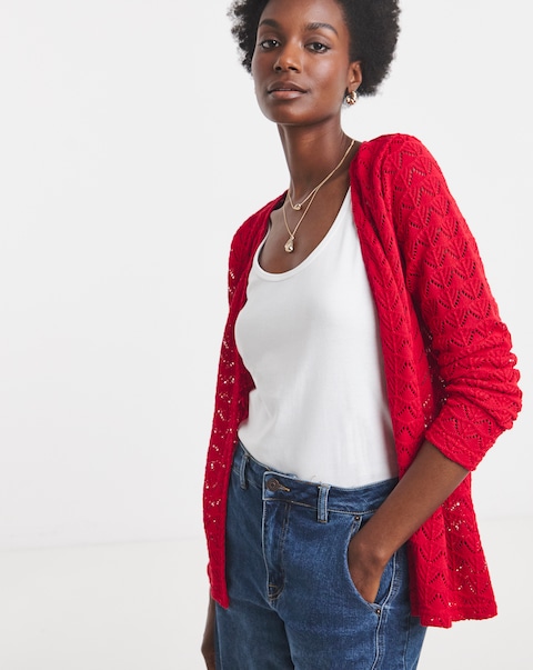 Red Crochet Cardigan