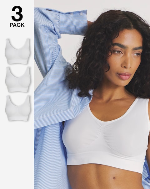 Pretty Secrets (3 Pack) Comfort Tops (Fits A-D) White/White/White