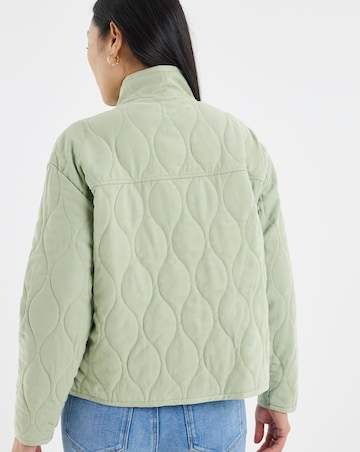 Sage Washed Quilted Short Jacket