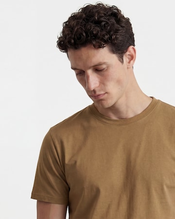 Pure Cotton Crew Neck T-Shirt Long - Beige