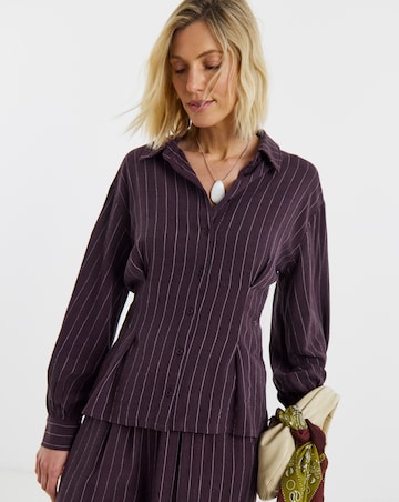 PLUM STRIPE CORSET SHIRT CO-ORD