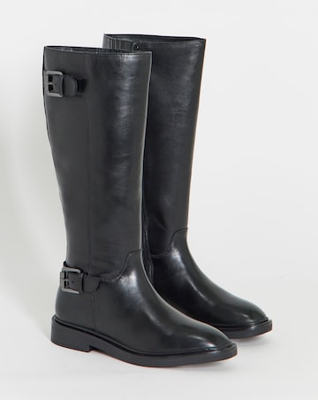Britt Leather Flat Knee High Boots - Extra Wide Fit (EEE) & Super Curvy Calf