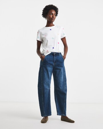 White Heart Embroidered Crew Neck T-Shirt