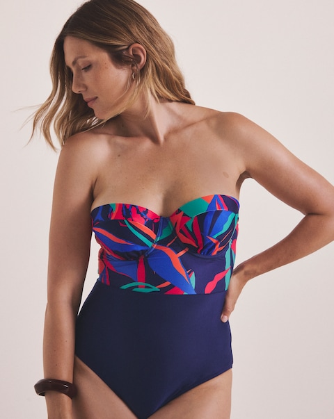 Underwired Bandeau Swimsuit With Detachable Straps
