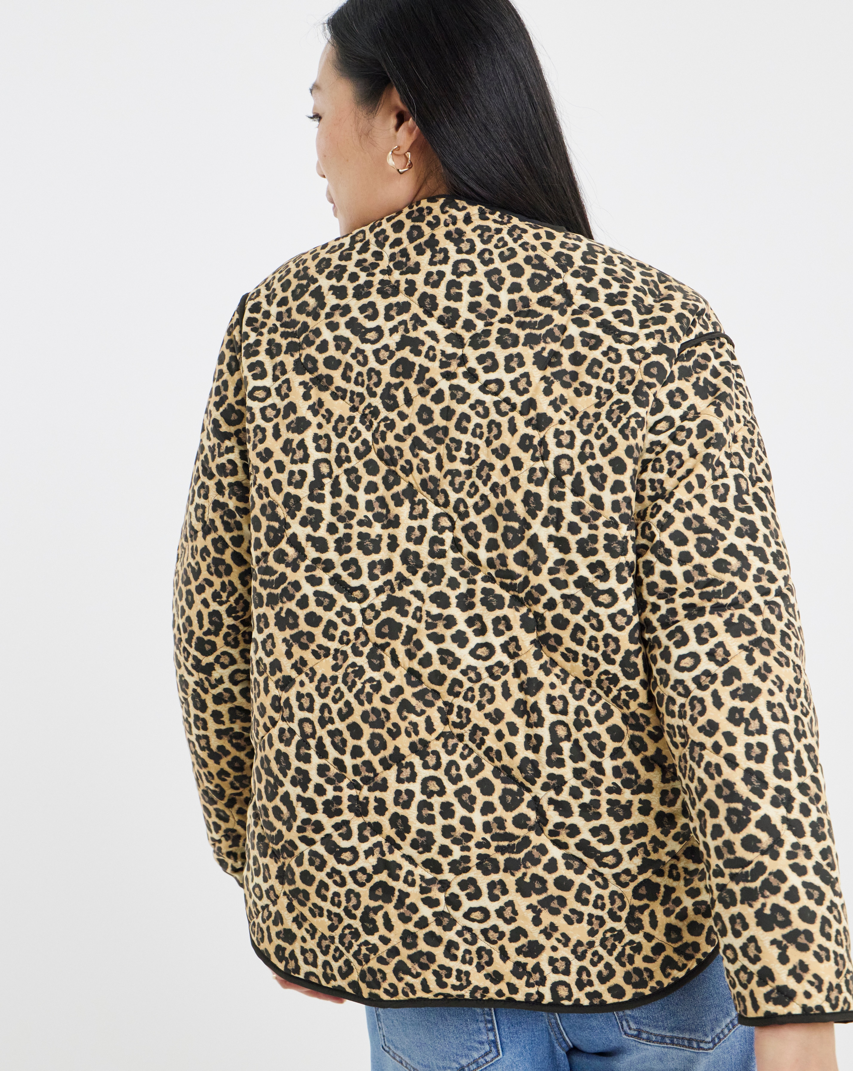 youser Leopard Jacket 切替ジャケット ユーザー L Leopard Print Quilted Jacket | JD Williams