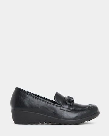 Cushion Walk Wedged Chain Trim Loafers - Extra Wide Fit (EEE)
