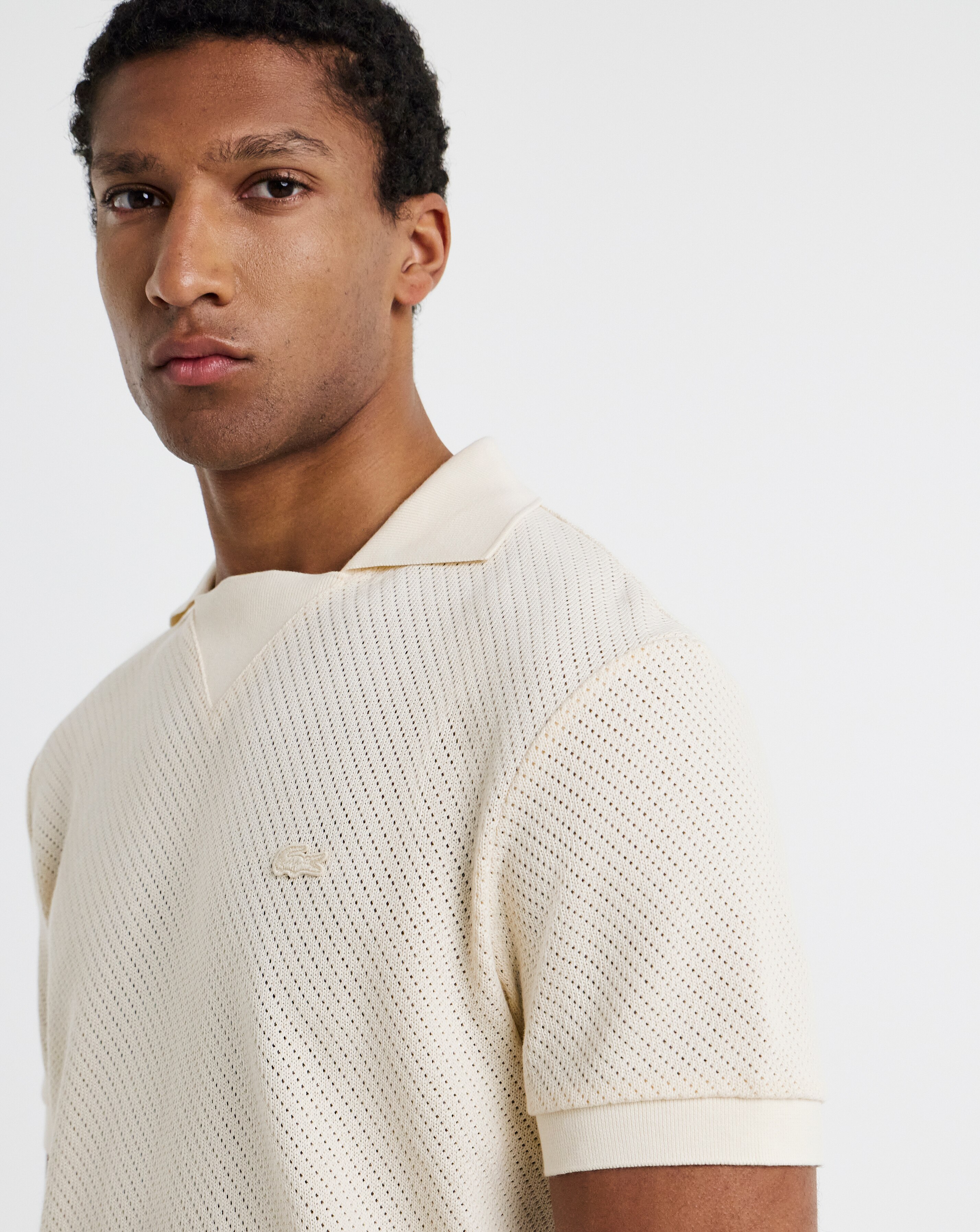 SLAP 激レアCotton Polo Shirt M Lacoste Short Sleeve Open Neck Textured Polo - Natural | JD Williams