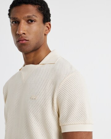 Lacoste Short Sleeve Open Neck Textured Polo - Natural