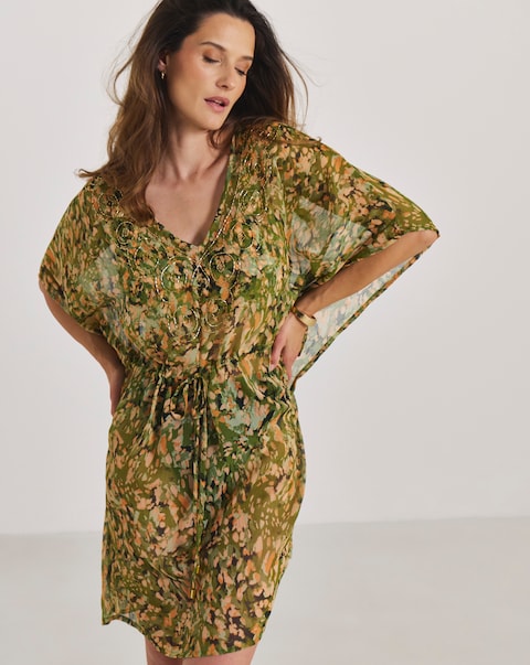 MAGISCULPT Embellished Print Kaftan