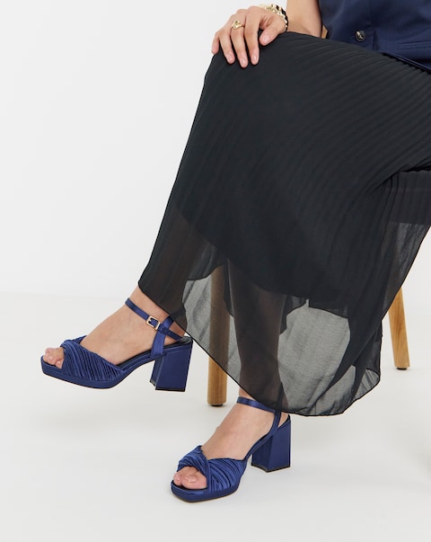 Eve Pleated Two Part Platform Heels - Extra Wide Fit (EEE)