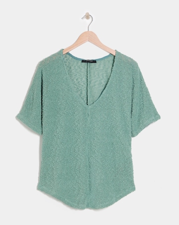 Popcorn Yarn V-neck Short Sleeve Top