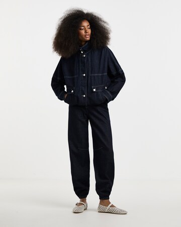 Simply Be Indigo Funnel Neck Bat Wing Denim Jacket