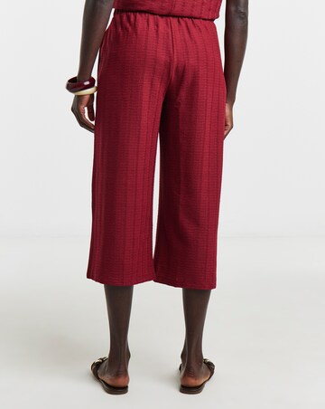 Cropped Bubble Textured Wide Leg Trousers