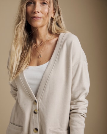 Julipa Brushed Pure Cotton Jersey Rib Cardigan