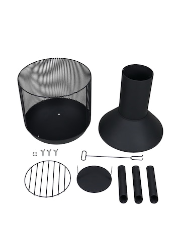 Charles Bentley Round Black Steel Chimenea