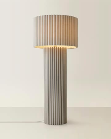 ValueLights Lenny Grey Ribbed Fabric Midi Floor Lamp