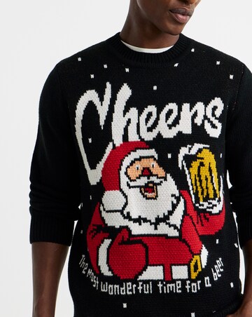 Santa Cheers Knitted Christmas Jumper