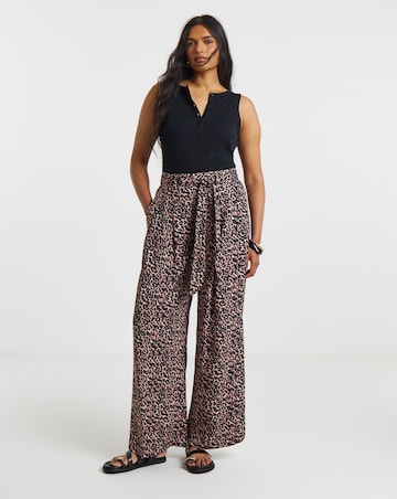 Simply Be Leopard Linen Mix Palazzo Trouser Co-ord