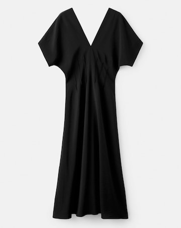Mango Ruched V-Neck Dress